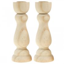 Article Bougeoir décoration de table en bois pour bougies coniques H17cm 2 pcs