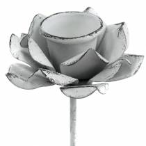 Article Bougeoir fleur à coller métal blanc Ø6×10cm