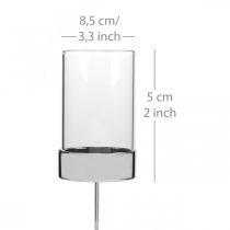Article Bougeoir à brancher métal/verre Ø5cm H14cm 4pcs