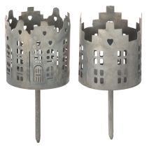 Article Porte-bougie chauffe-plat et porte-bougie à pointe, motif maison, 6 cm, lot de 2