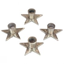 Article Bougeoir bâton argenté bougeoir étoile 8x8x4.5cm 4pcs