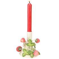 Article Bougeoir métal décor fraise crème d&#39;été H13cm