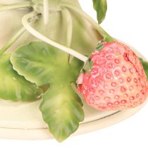 Article Bougeoir métal décor fraise crème d'été H13cm