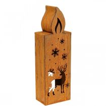 Photophore Noël patine cerf bougie 35x11cm