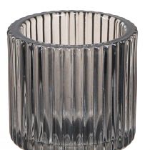 Article Bougeoir en verre dans photophore gris H8cm 4 pcs