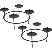 Article Bougeoir pour 4 bougies métal noir couronne de l&#39;Avent Ø18,5cm 2pcs