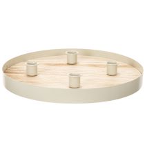 Article Plateau rond en bois pour quatre bougies coniques, 30 cm