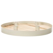 Article Plateau rond en bois pour quatre bougies coniques, 30 cm