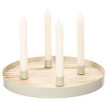 Article Plateau rond en bois pour quatre bougies coniques, 30 cm