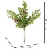 Article Branche de pin artificielle avec pommes de pin enneigées, 28 cm, lot de 6