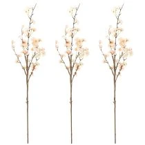 Article Branche décorative fleurie avec de délicates fleurs de cerisier, 83 cm, 3 pièces