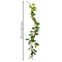 Article Guirlande artificielle de cerises. Idéale pour une décoration naturelle. Aspect floral. 160 cm.