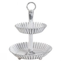 Article Présentoir à gâteaux Shabby Chic métal blanc 2 étages Ø16,5cm