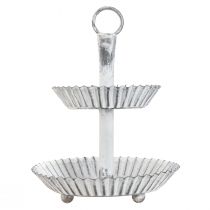 Article Présentoir à deux niveaux en métal blanc style shabby chic, 16,5 cm