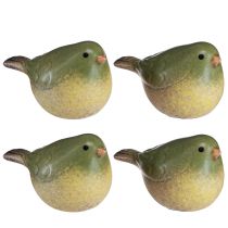 Article Petit oiseau en céramique décoration céramique vert printemps 8,5cm 4 pcs