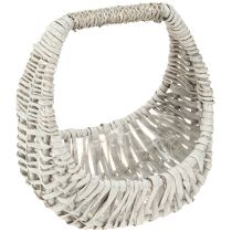 Article Panier avec anse, panier en osier, gris délavé, H43/34/27cm, lot de 3