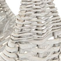 Article Panier avec anse, panier en osier, gris délavé, H43/34/27cm, lot de 3