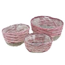 Panier rose ovale,  3 pièces, écru