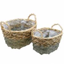 Panier panier végétal ovale tressé nature, gris 29/24cm lot de 2