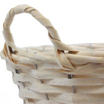 Article Panier à anses, panier en bois aggloméré, panier à plantes, blanc, vintage, décoratif, Ø35cm