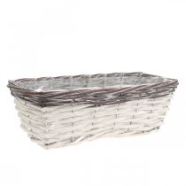 Panier décoratif blanc, cache-pot marron bicolore 32×13.5×9.5cm