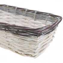 Panier décoratif blanc, cache-pot marron bicolore 32×13.5×9.5cm