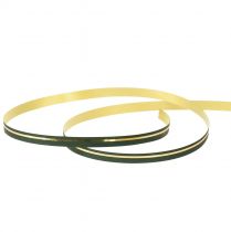 Article Ruban de curling ruban cadeau vert avec rayures dorées 5mm 250m