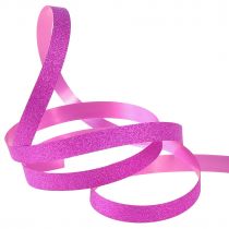 Article Ruban cadeau avec paillettes magnétiques rose métallisé 10mm 100m