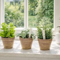 Article Pots à herbes artificielles assorties pour cuisine, jardin, balcon ou terrasse, 15cm, lot de 3