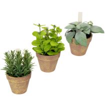 Article Pots à herbes artificielles assorties pour cuisine, jardin, balcon ou terrasse, 15cm, lot de 3