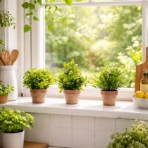 Article Plante artificielle en pot, texture réaliste, pour la décoration intérieure, 18 cm, lot de 3.