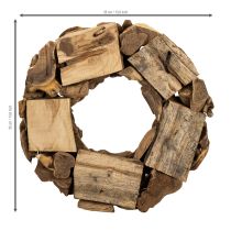 Article Couronne décorative ronde en bois naturel, 35 cm