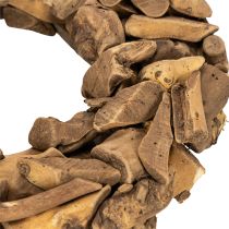 Article Couronne décorative ronde en bois naturel, 35 cm