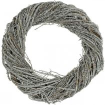 Couronne de pin couronne naturelle branches de pin couronne décorative blanche Ø40cm