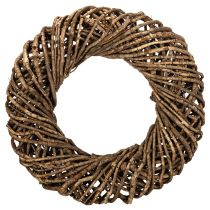 Article Couronne décorative en branches naturelles, couronne en rotin, ronde, grande, 45 cm.
