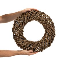 Article Couronne décorative en branches naturelles, couronne en rotin, ronde, grande, 45 cm.