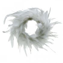 Article Couronne de plumes blanche petite Ø11cm décoration de Pâques vraies plumes