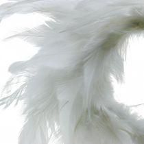 Article Couronne de plumes blanche petite Ø11cm décoration de Pâques vraies plumes