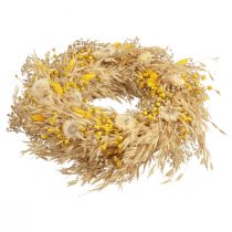 Article Couronne décorative couronne d&#39;avoine couronne naturelle fleurs de paille jaune Ø29cm