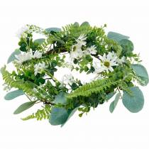 Article Couronne d'eucalyptus artificielle avec fougère, marguerites du cap et jasmin, couronne de porte, couronne décorative, décoration de table