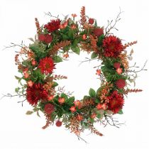 Couronne d&#39;automne fleurs en soie gerbera rouge chardon couronne de porte Ø42cm