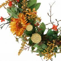 Couronne d&#39;Automne Fleurs en Soie Jaune Gerbera Chardon Couronne Murale Ø42cm