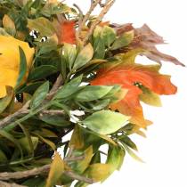 Guirlande de feuilles d&#39;automne artificiellement verte, jaune, orange Ø45cm