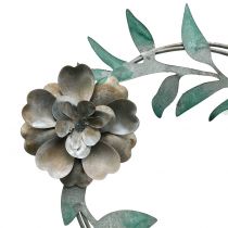 Article Pique de jardin avec couronne florale, métal H. 63 cm