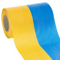 Article Rubans moirés pour couronnes de 150 mm, bleus et jaunes - rubans de deuil et décoratifs haut de gamme, pour les célébrations, rubans pour nœuds