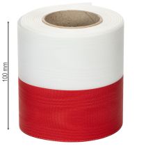 Article Rubans de couronne moirés blanc-rouge 100 mm