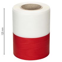 Article Ruban moiré blanc et rouge pour couronne, 125 mm - ruban de deuil, ruban décoratif, ruban à nœud, ruban festif, rouleau de 25 m