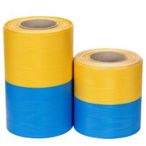 Article Rubans moirés bleus et jaunes pour couronnes, largeurs variées, 25 m