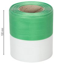 Article Ruban moiré vert et blanc pour couronne, 100 mm x 25 m - ruban national, bordure en taffetas, ruban à nœud, ruban décoratif