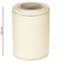 Article Ruban crème pour couronne, bord doré, en satin fin, 125 mm de large, 25 m de long - Imperméable, idéal pour l'impression numérique et respectueux de l'environnement
